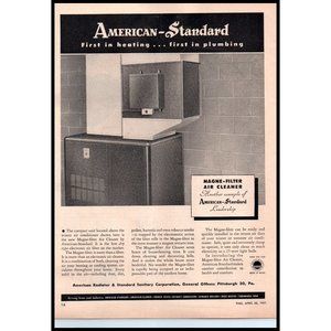 1951 American Standard Magne Filter Air Cleaner Vintage Print Ad Wall Art Photo